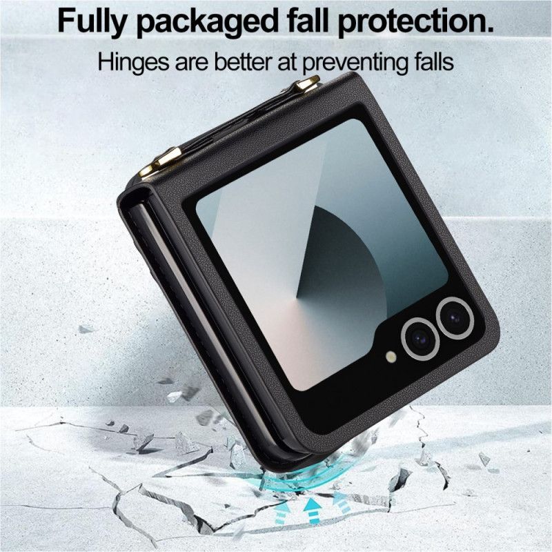Case Samsung Galaxy Z Flip 7 Handyhülle Kartenhalterung Und Schultergurt In Lederoptik
