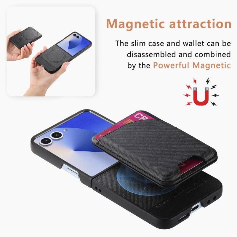 Hülle Für Samsung Galaxy Z Flip 7 Magnetverschluss Mit Halterung Und Abnehmbarem Kartenhalter