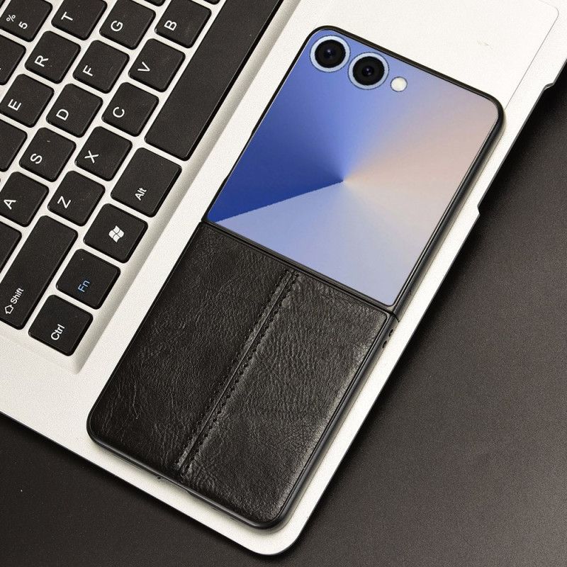 Hülle Samsung Galaxy Z Flip 7 Genähtes Leder Effekt