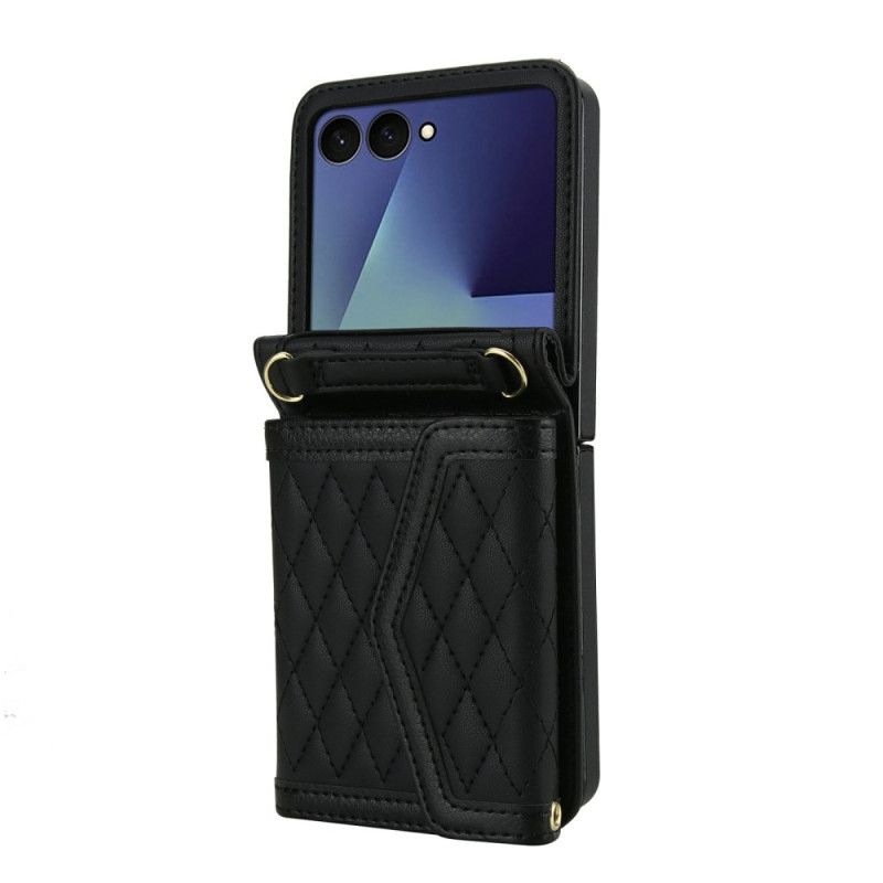 Hülle Samsung Galaxy Z Flip 7 Handyhülle Gepolsterte Kartenhalterung Und Schultergurt