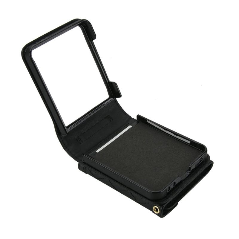 Hülle Samsung Galaxy Z Flip 7 Handyhülle Gepolsterte Kartenhalterung Und Schultergurt