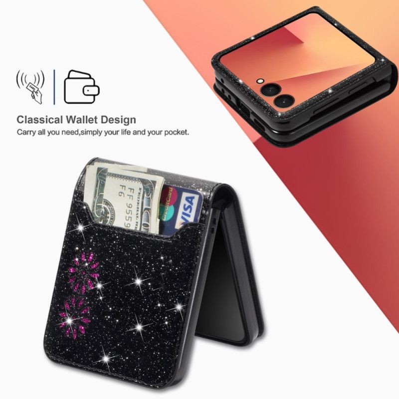 Hülle Samsung Galaxy Z Flip 7 Handyhülle Glitzer-kartenhalter