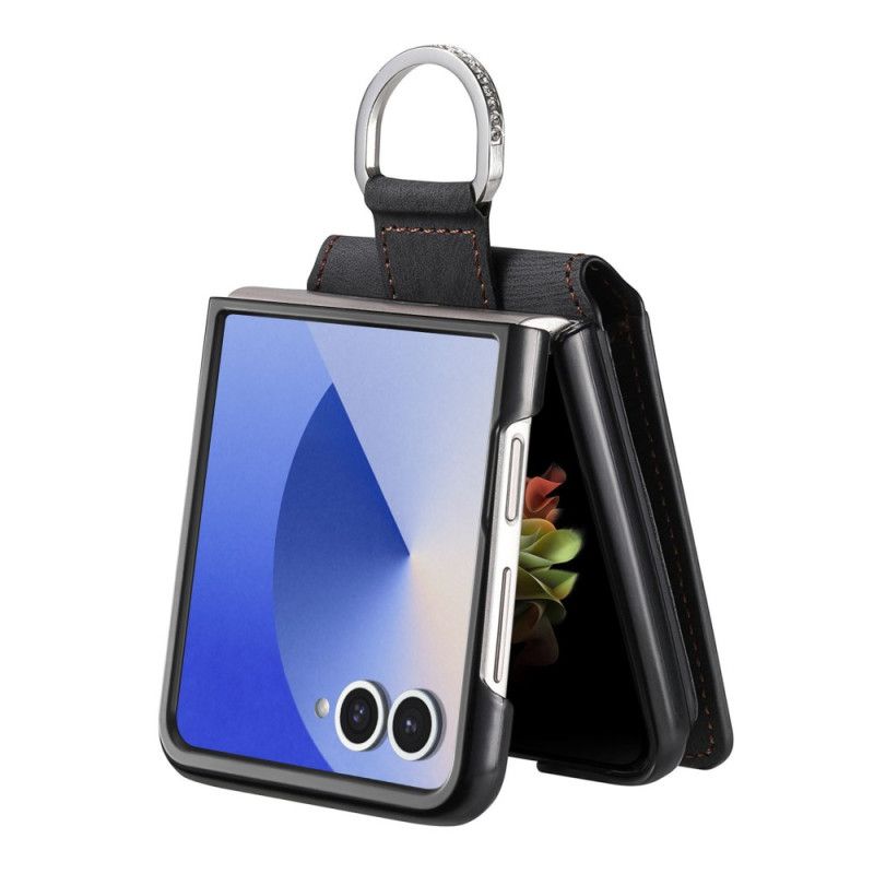 Hülle Samsung Galaxy Z Flip 7 Handyhülle Kartenetui Und Halter Im Vintage-look