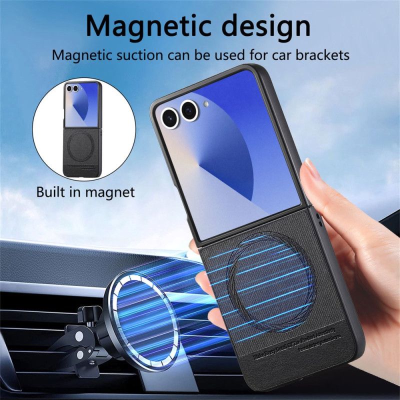 Hülle Samsung Galaxy Z Flip 7 Handyhülle Magsafe-kompatibles Leder In Denim-optik