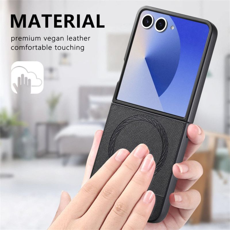 Hülle Samsung Galaxy Z Flip 7 Handyhülle Magsafe-kompatibles Leder In Denim-optik
