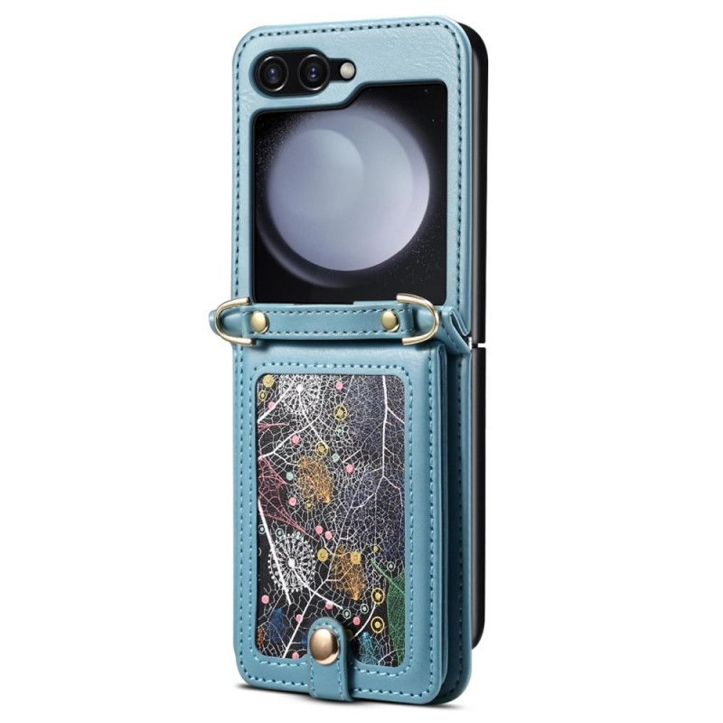 Hülle Samsung Galaxy Z Flip 7 Handyhülle Marmor-kartenhalter Und Schultergurt