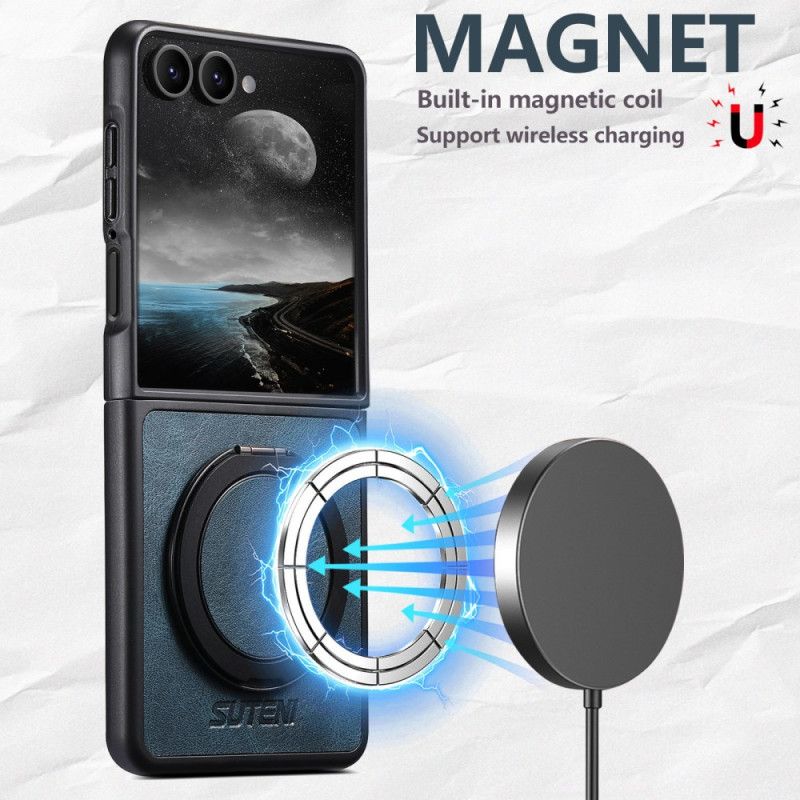 Hülle Samsung Galaxy Z Flip 7 Magsafe-kompatibel Suteni Ringhalter In Lederoptik