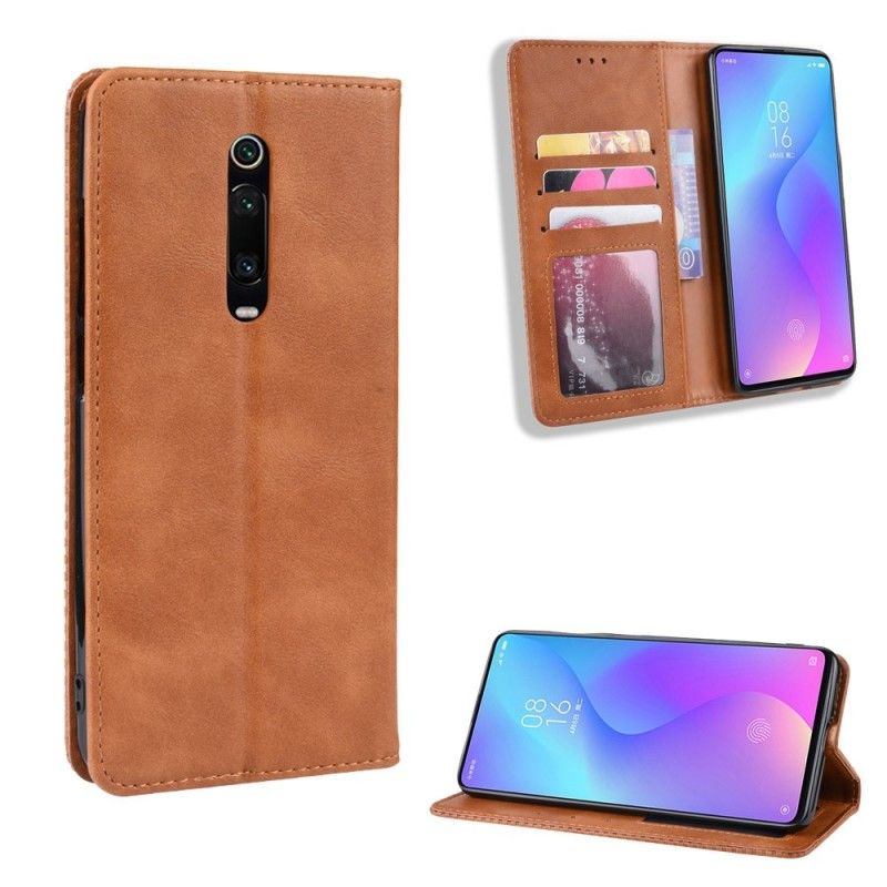 Flip Case Für Xiaomi Mi 9T / Mi 9T Pro Schwarz Stilisiertes Kunstleder