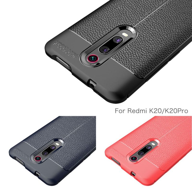 Hülle Für Xiaomi Mi 9T / Mi 9T Pro Schwarz Doppellinien-Litschileder-Effekt