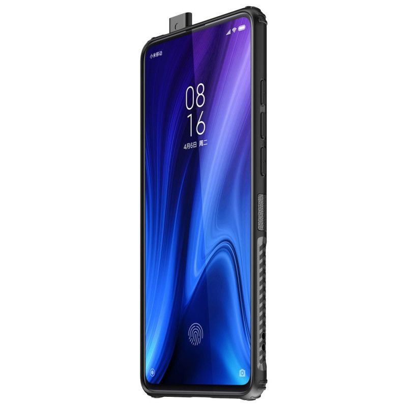 Hülle Für Xiaomi Mi 9T / Mi 9T Pro Schwarz Premium-Ring Aus Metall Und Kunstleder