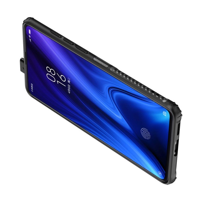 Hülle Für Xiaomi Mi 9T / Mi 9T Pro Schwarz Premium-Ring Aus Metall Und Kunstleder