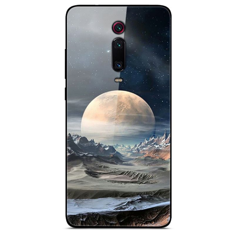 Hülle Für Xiaomi Mi 9T / Mi 9T Pro Weltraummond Gehärtetes Glas