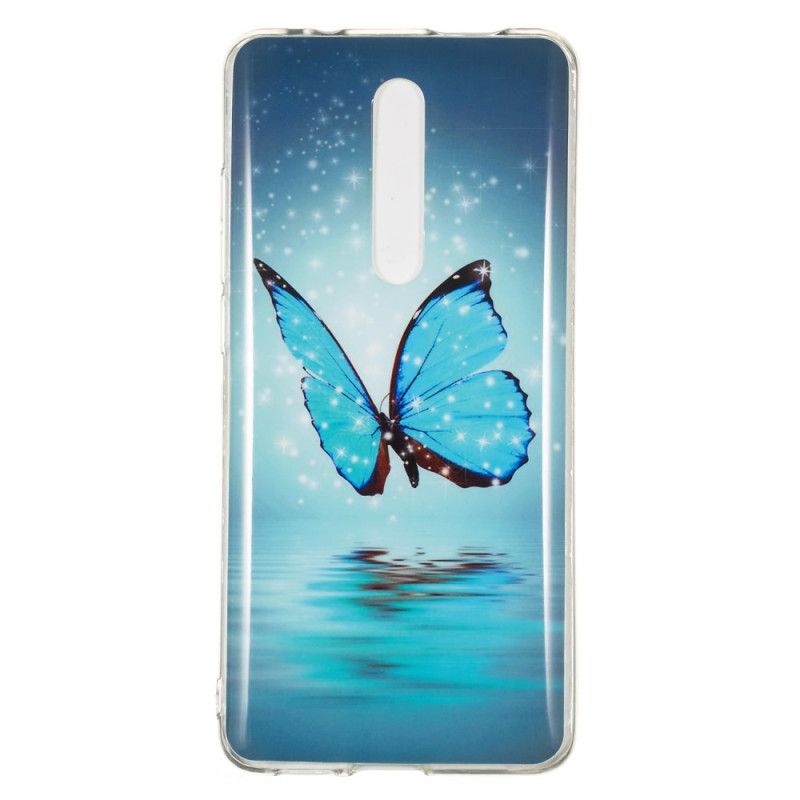 Hülle Xiaomi Mi 9T / Mi 9T Pro Handyhülle Fluoreszierender Blauer Schmetterling
