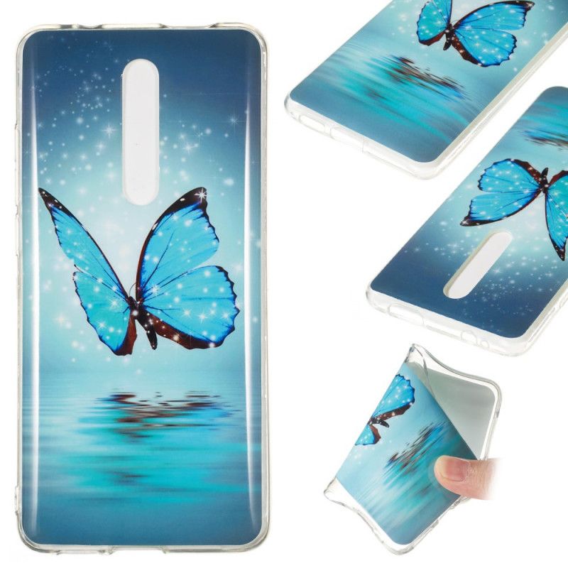 Hülle Xiaomi Mi 9T / Mi 9T Pro Handyhülle Fluoreszierender Blauer Schmetterling