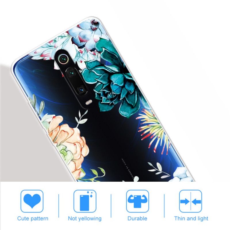 Hülle Xiaomi Mi 9T / Mi 9T Pro Handyhülle Transparente Aquarellblumen