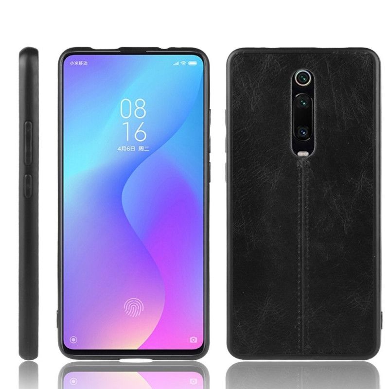 Hülle Xiaomi Mi 9T / Mi 9T Pro Schwarz Genähter Ledereffekt