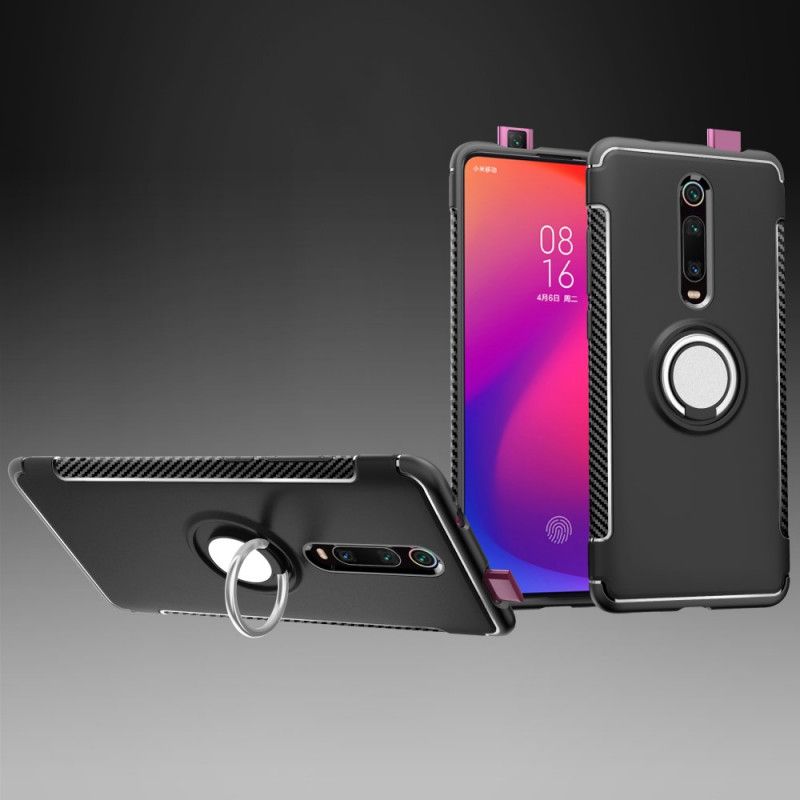 Hülle Xiaomi Mi 9T / Mi 9T Pro Schwarz Kohlenstofffasermagnetring