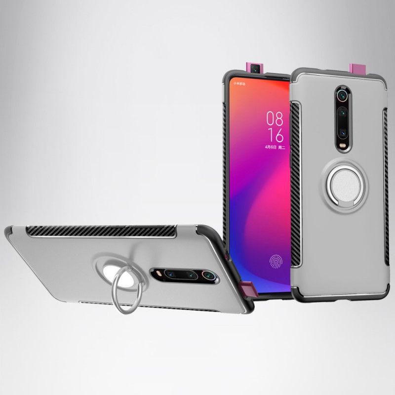 Hülle Xiaomi Mi 9T / Mi 9T Pro Schwarz Kohlenstofffasermagnetring