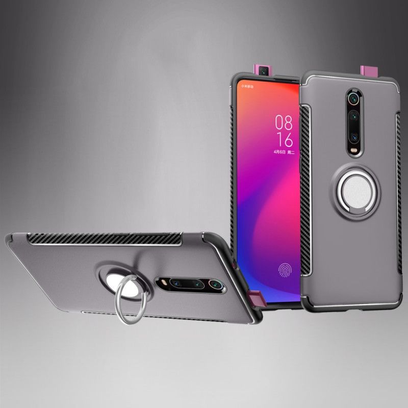 Hülle Xiaomi Mi 9T / Mi 9T Pro Schwarz Kohlenstofffasermagnetring