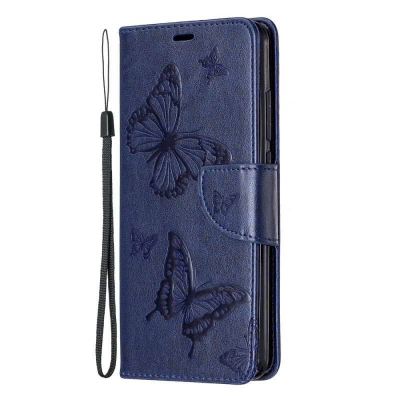 Lederhüllen Xiaomi Mi 9T / Mi 9T Pro Grau Bedruckte Schmetterlinge Mit Tanga