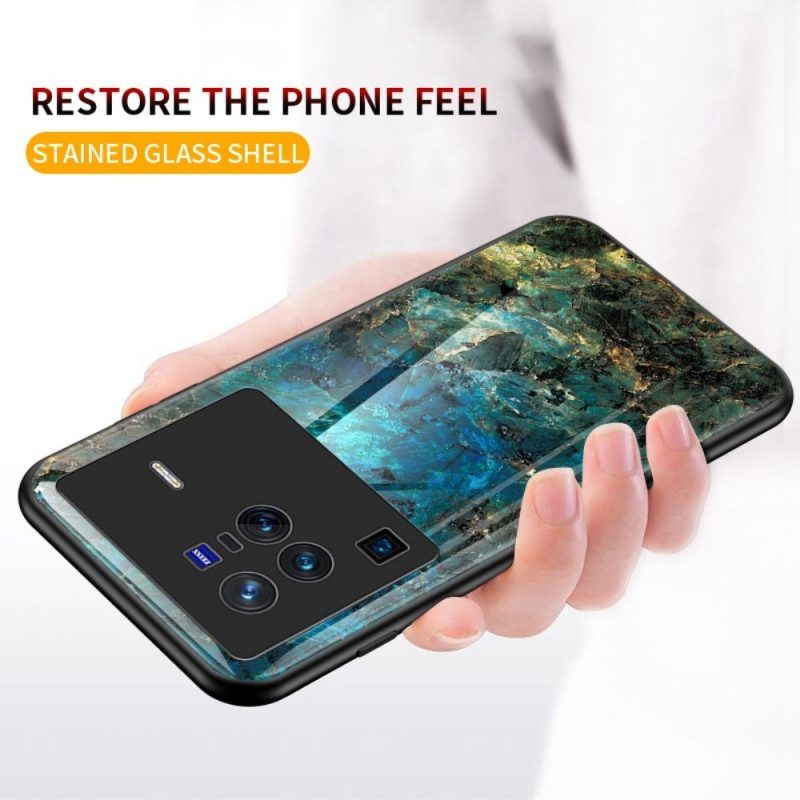 Handyhülle Für Vivo X80 Pro Marmor-gehärtetes Glas