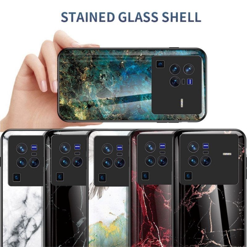Handyhülle Für Vivo X80 Pro Marmor-gehärtetes Glas