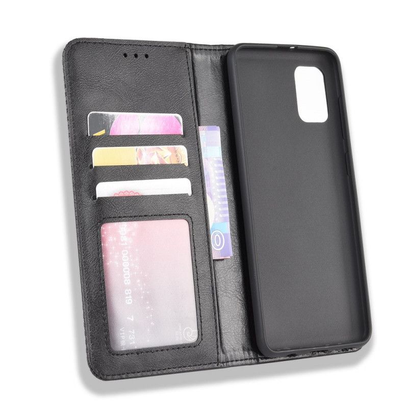 Flip Case Für Samsung Galaxy A31 Schwarz Stilisierter Vintage-Ledereffekt