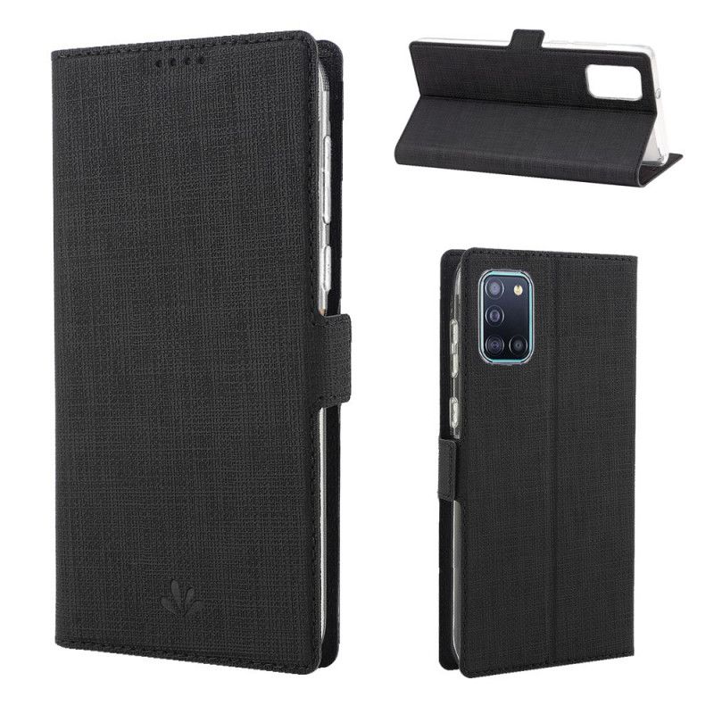 Flip Case Für Samsung Galaxy A31 Schwarz Strukturiertes Vili Dmx