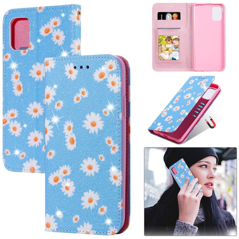 Flip Case Samsung Galaxy A31 Pink Gänseblümchenimitatleder