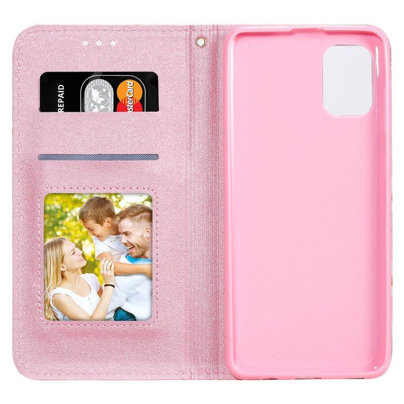 Flip Case Samsung Galaxy A31 Pink Gänseblümchenimitatleder