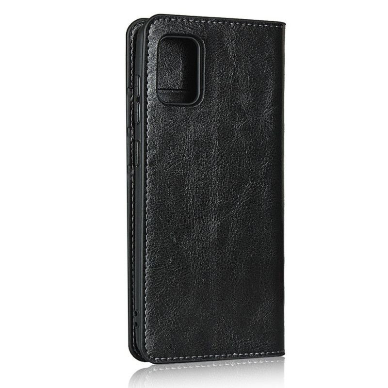 Flip Case Samsung Galaxy A31 Schwarz Echtes Leder