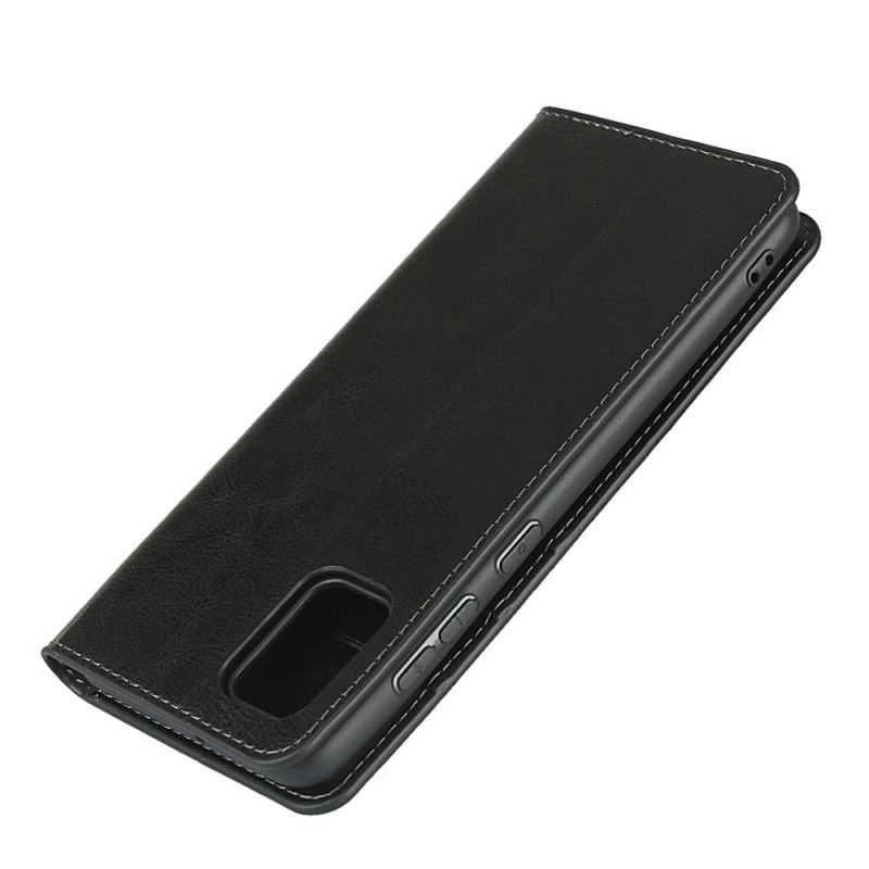 Flip Case Samsung Galaxy A31 Schwarz Echtes Leder
