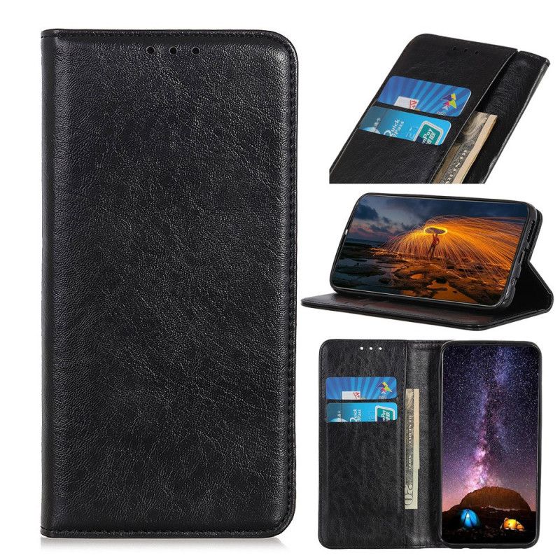 Flip Case Samsung Galaxy A31 Schwarz Elegantes Geteiltes Litschileder