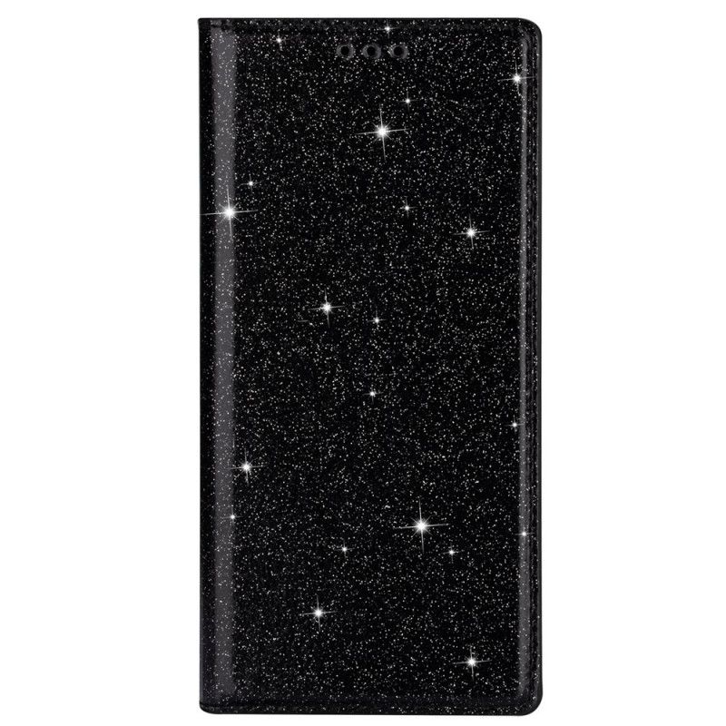 Flip Case Samsung Galaxy A31 Schwarz Glitzerstil