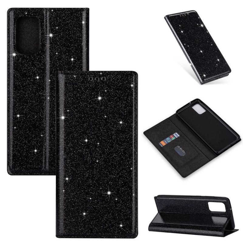 Flip Case Samsung Galaxy A31 Schwarz Glitzerstil