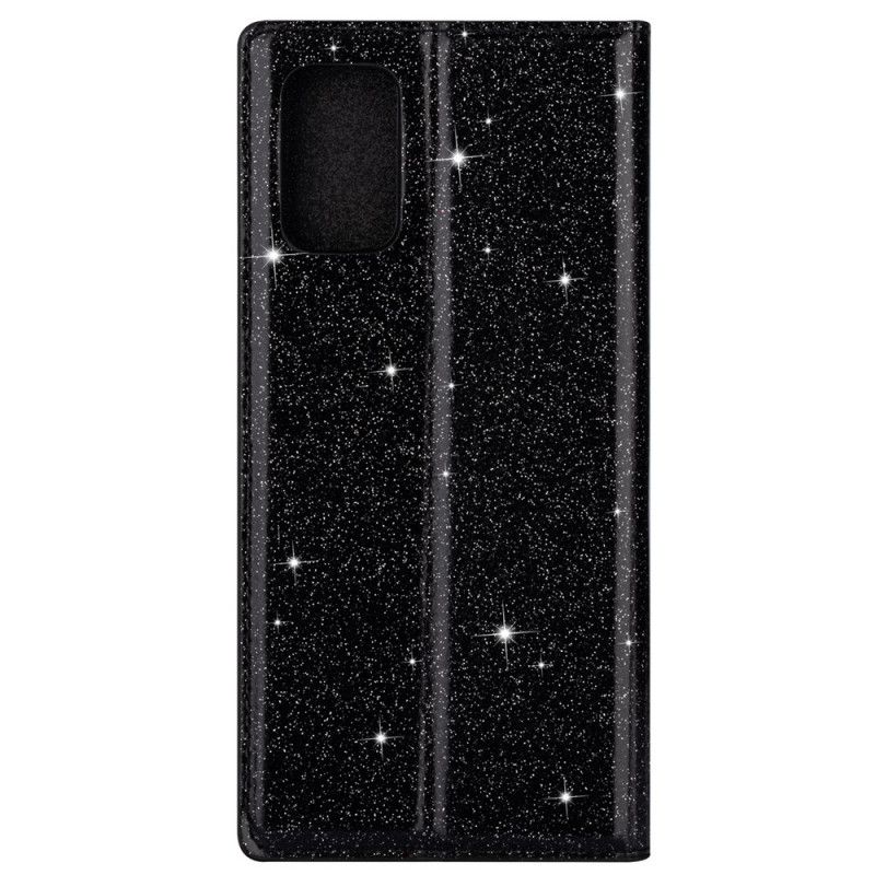 Flip Case Samsung Galaxy A31 Schwarz Glitzerstil