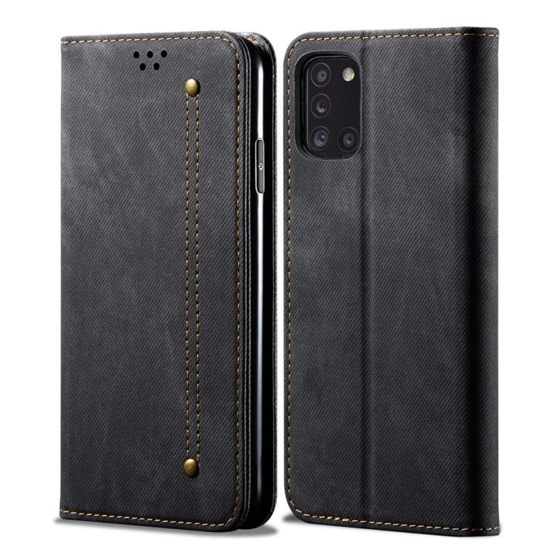 Flip Case Samsung Galaxy A31 Schwarz Jeansstoff