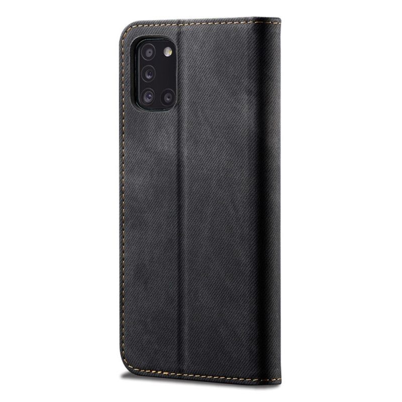 Flip Case Samsung Galaxy A31 Schwarz Jeansstoff