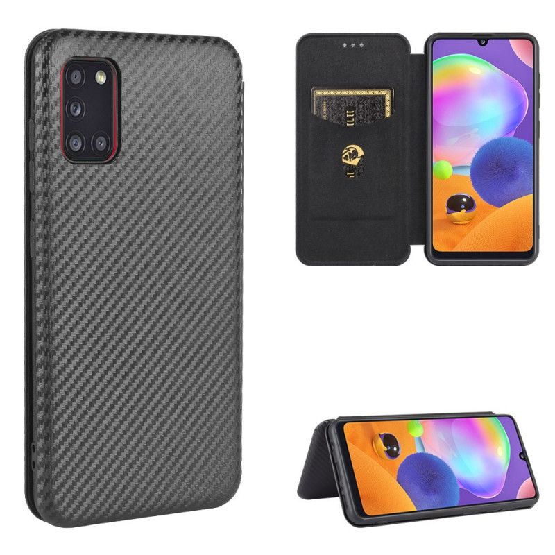 Flip Case Samsung Galaxy A31 Schwarz Kohlefaser