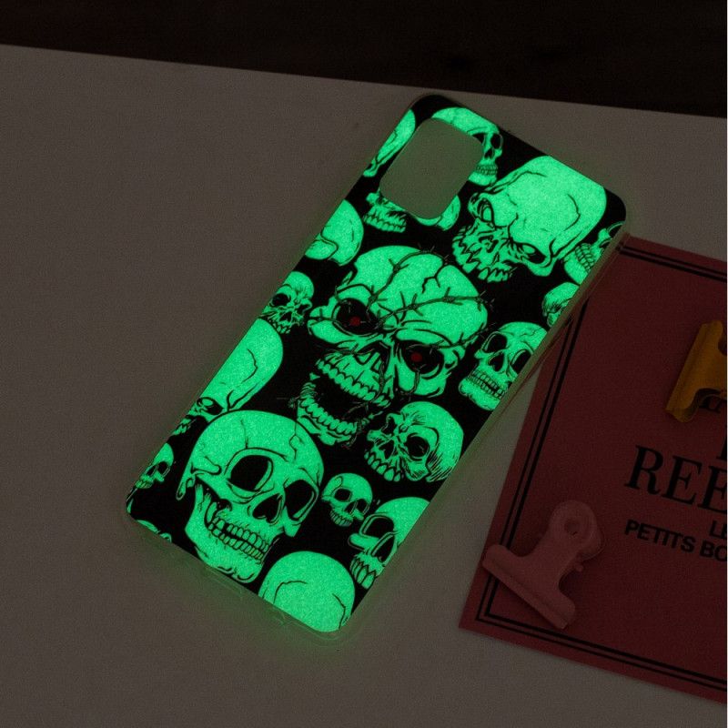 Hülle Für Samsung Galaxy A31 Aufmerksamkeit Fluoreszierende Schädel