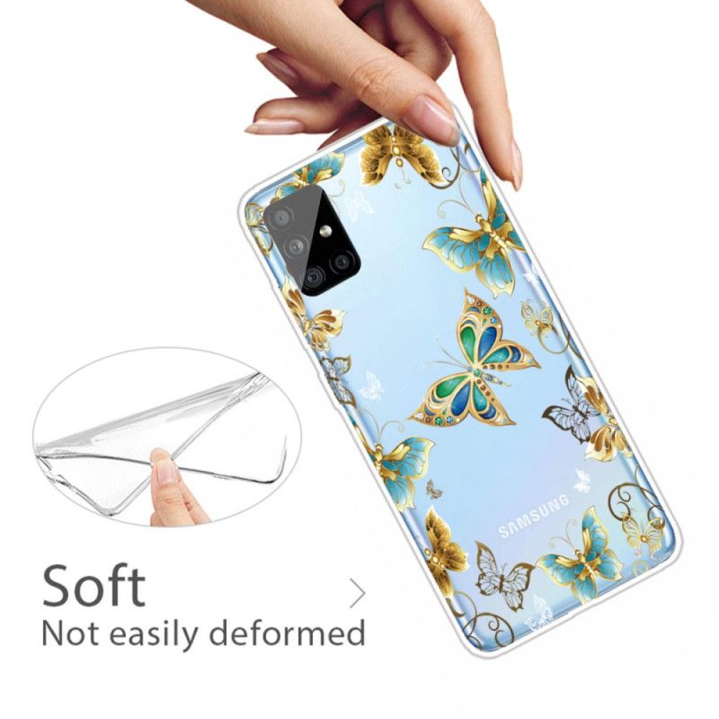Hülle Samsung Galaxy A31 Dunkelblau Handyhülle Schmetterlingsflug