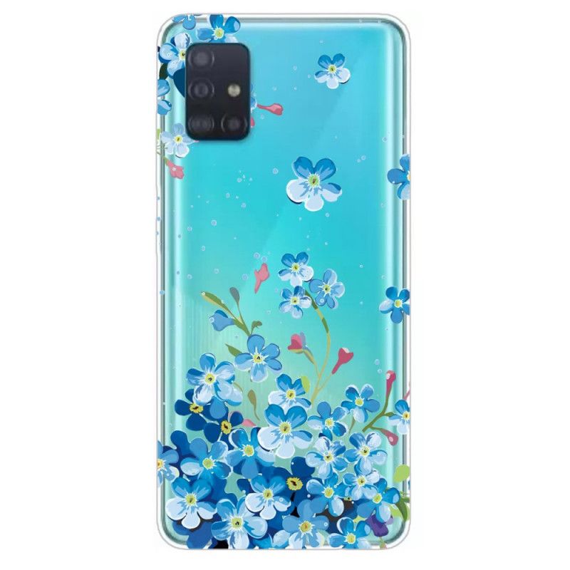 Hülle Samsung Galaxy A31 Handyhülle Blaue Blüten