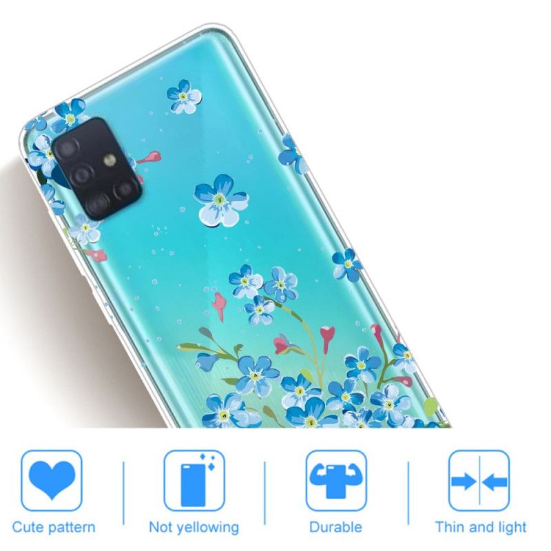 Hülle Samsung Galaxy A31 Handyhülle Blaue Blüten