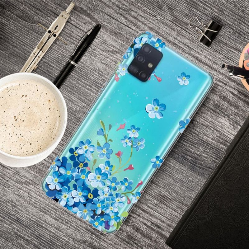 Hülle Samsung Galaxy A31 Handyhülle Blaue Blüten