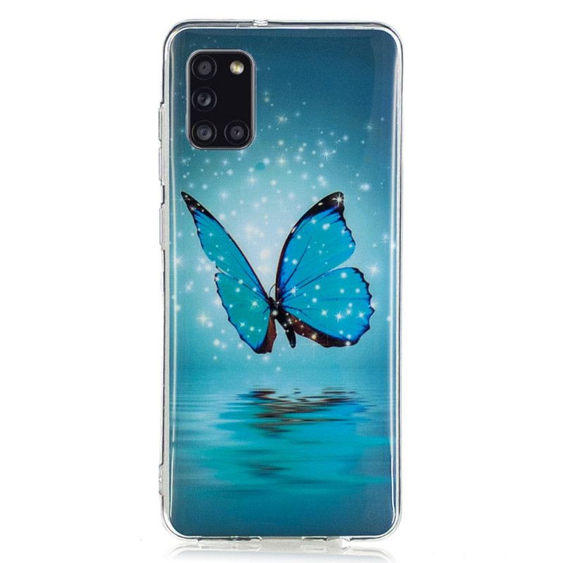 Hülle Samsung Galaxy A31 Handyhülle Fluoreszierender Blauer Schmetterling