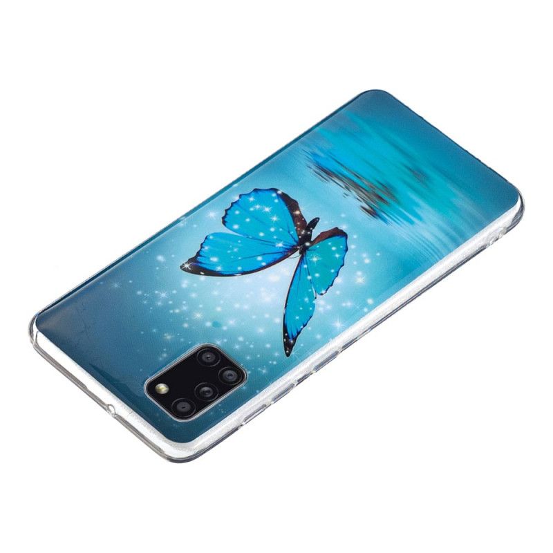 Hülle Samsung Galaxy A31 Handyhülle Fluoreszierender Blauer Schmetterling