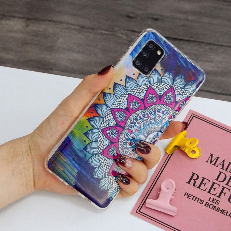 Hülle Samsung Galaxy A31 Handyhülle Fluoreszierendes Farbiges Mandala