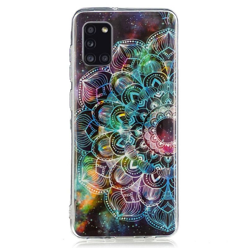 Hülle Samsung Galaxy A31 Schwarz Fluoreszierende Blumenserie