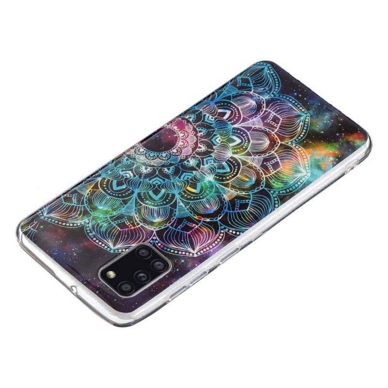 Hülle Samsung Galaxy A31 Schwarz Fluoreszierende Blumenserie