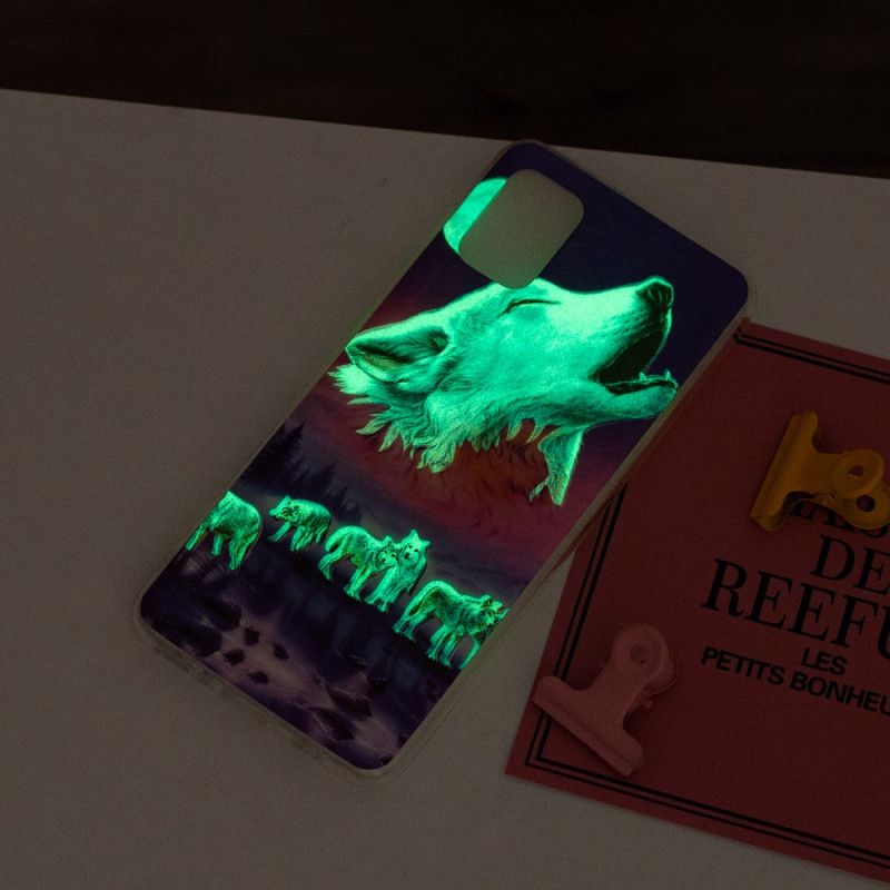 Hülle Samsung Galaxy A31 Schwarz Fluoreszierende Wolfsreihe